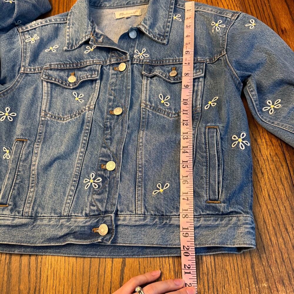 Madewell Embroidered Daisy Denim Jacket Women Small Blue Jean Trucker Style Boxy - Picture 8 of 12